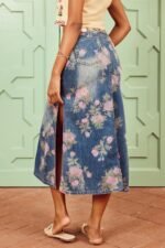 Casey Flower Print Denim Pencil Skirt - Image 6