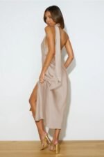 Nad Cowl Halterneck Satin Midi Dress - Image 10