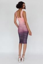 Nelly Printed Gathered Mesh Midi Dress - Image 7