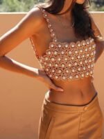 June Crochet Pearl Crop Camisole