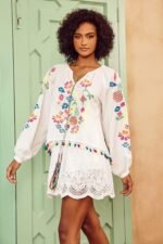 Kyndall Embroidered Floral Tassel Blouse - Image 2
