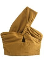 Laura One Shoulder Crop Linen Top - Image 3