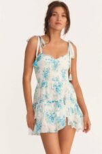 Liv Printed Embroidered Lace Tiered Mini Dress - Image 3