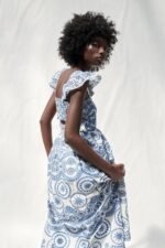 Maud Embroidered Lace Shirred Bodice Midi Dress - Image 3