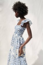 Maud Embroidered Lace Shirred Bodice Midi Dress - Image 2