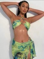 Maxine Tropical Printed Three-piece Bikini Set - Image 5