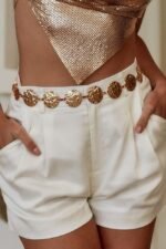 Metal Round Decor Waist Chain Belt