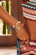 Metallic Textured Geometric Bracelet - Image 3