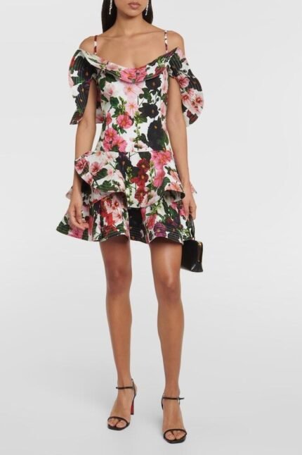 Muriel Printed Ruffle Slip Mini Dress