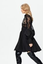 Myra Hollow Embroidered Lace Belted Mini Shirt Dress - Image 5