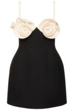 Myrna Flower Crepe Mini Dress - Image 7