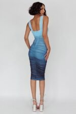 Nelly Printed Gathered Mesh Midi Dress - Image 4