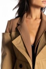 Patsy Contrast Splicing Trench Coat - Image 6