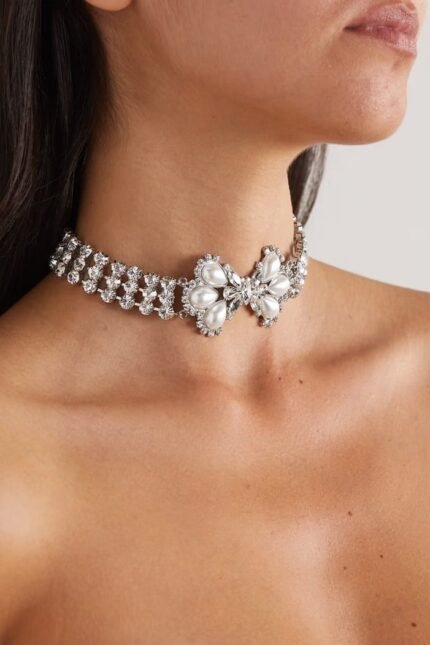 Pearl Bow-tie Diamante Choker