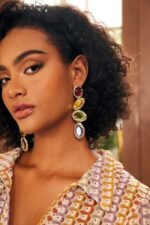 Retro Frame Gem Pendant Earrings - Image 3