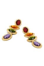 Retro Frame Gem Pendant Earrings - Image 2