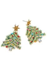 Rhinestone Christmas Tree Drop Earrings - Image 2