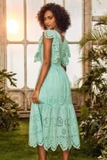 Ruth V-neck Ruffled Midi Dress - Image 2