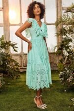 Ruth V-neck Ruffled Midi Dress - Image 3