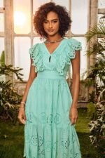 Ruth V-neck Ruffled Midi Dress - Image 6