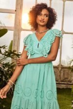 Ruth V-neck Ruffled Midi Dress - Image 5