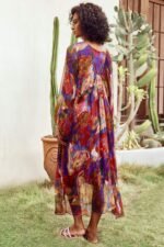 Sabrina Abstract Batwing Sleeve Midi Dress - Image 4