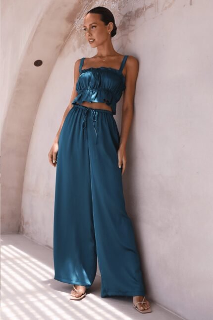 Sherry Gathered Silky Lounge Set