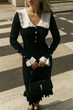 Sicily Ruffle Pearl Midi Knit Dress - Image 5