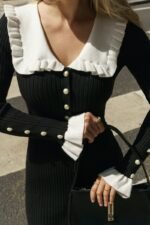 Sicily Ruffle Pearl Midi Knit Dress - Image 6