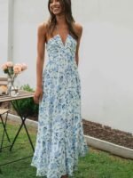 Sue Floral Printed Halterneck Maxi Sundress - Image 8