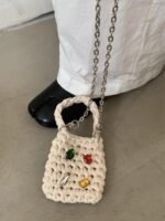 Tess Diamante Mini Weave Bag - Image 2