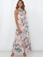 Tina Printed Halterneck Tiered Maxi Dress - Image 2