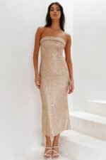 Venus Sequins Strapless Midi Dress - Image 7