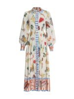 Willa Tropical Printed Ballon Sleeve Maxi Shirt Dress - Image 7