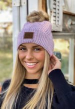 Amelia Heathered Pom Beanie-Periwinkle - Image 3