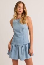 Aubrey Drop Waist Dress-Denim