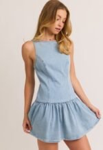 Aubrey Drop Waist Dress-Denim - Image 2