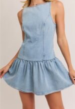 Aubrey Drop Waist Dress-Denim - Image 3