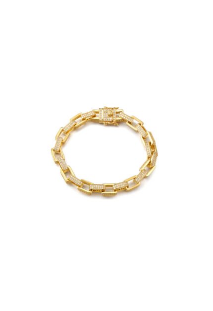 Boxy Pave Chain Bracelet-Gold