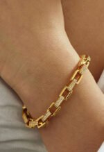 Boxy Pave Chain Bracelet-Gold - Image 2