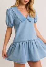 Audrey Denim Mini Dress - Image 2