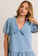 Audrey Denim Mini Dress - Image 3