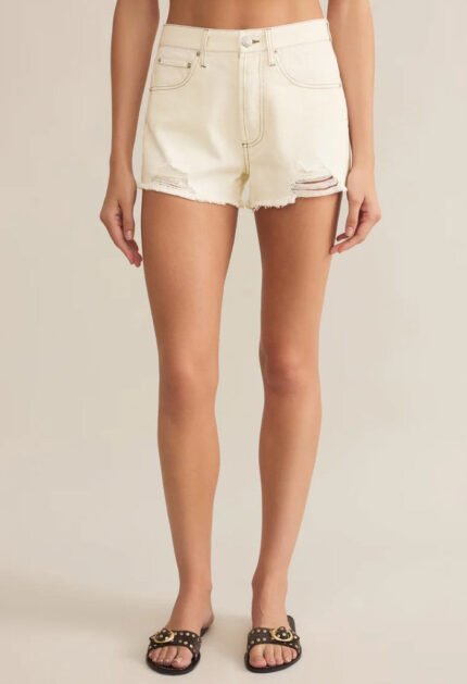 Classic Hi-Rise Denim Short-Off White