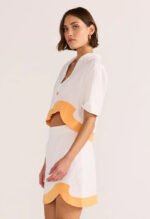 Alora Wave Crop Shirt-White/Orange - Image 3