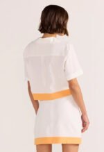 Alora Wave Crop Shirt-White/Orange - Image 4