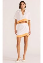 Alora Wave Crop Shirt-White/Orange - Image 5