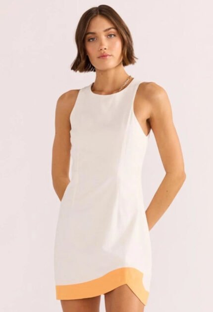 Alora Wave Mini Dress-White/Orange