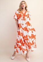 Audrina Floral Maxi Dress-Orange - Image 2
