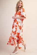 Audrina Floral Maxi Dress-Orange - Image 4