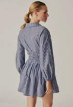 Campsis Dress-Striped Blue and White - Image 3